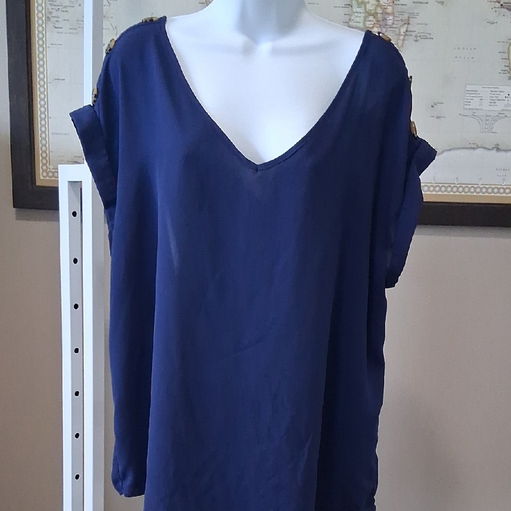 NY & Co. Elegant Navy Blue Women's Top Size XL